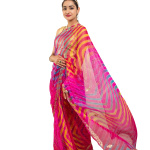 Multi Coloured Pure Georgette Lehariya Saree | Aari, Sequin & Zardozi Work | Jaipurio Designer Collection